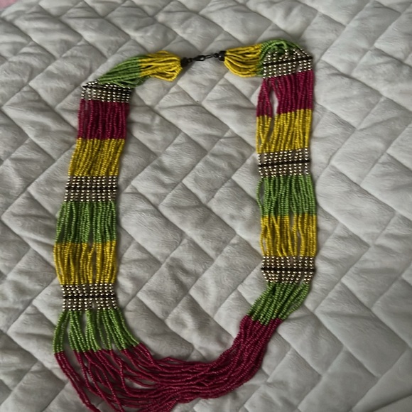 Multiple Strand multicolored Seed Bead Necklace - Picture 2 of 4